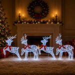 vidaXL Vianočný sob 4 ks 80 LED Modrá 43 x 19 x 65 cm – Obrázok 3