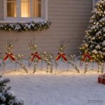vidaXL Vianočný sob 4 ks 80 LED Teplá biela 43 x 19 x 65 cm