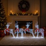 vidaXL Vianočný sob 4 ks 180 LED Studená biela 43 x 19 x 65 cm