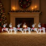 vidaXL Vianočný sob 6 ks 80 LED Studená biela 43 x 19 x 65 cm