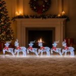 vidaXL Vianočný sob 6 ks 80 LED Modrá 43 x 19 x 65 cm