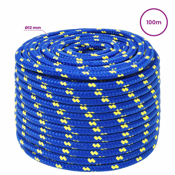 vidaXL Viacúčelové úžitkové lano 12 mm 100 m Modrá PP – Obrázok 6