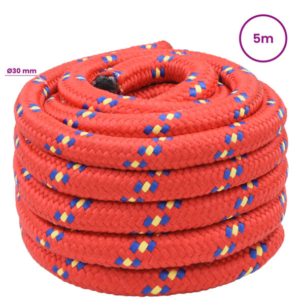 vidaXL Viacúčelové úžitkové lano 30 mm 5 m Červená PP – Obrázok 5
