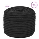 vidaXL Viacúčelové úžitkové lano 14 mm 100 m Čierna PP – Obrázok 6