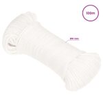vidaXL Viacúčelové úžitkové lano 4 mm 100 m Biela PP – Obrázok 6