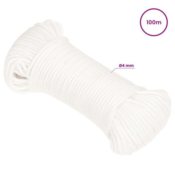 vidaXL Viacúčelové úžitkové lano 4 mm 100 m Biela PP – Obrázok 6