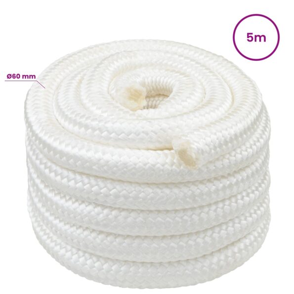 vidaXL Viacúčelové úžitkové lano 60 mm 5 m Biela PP – Obrázok 5