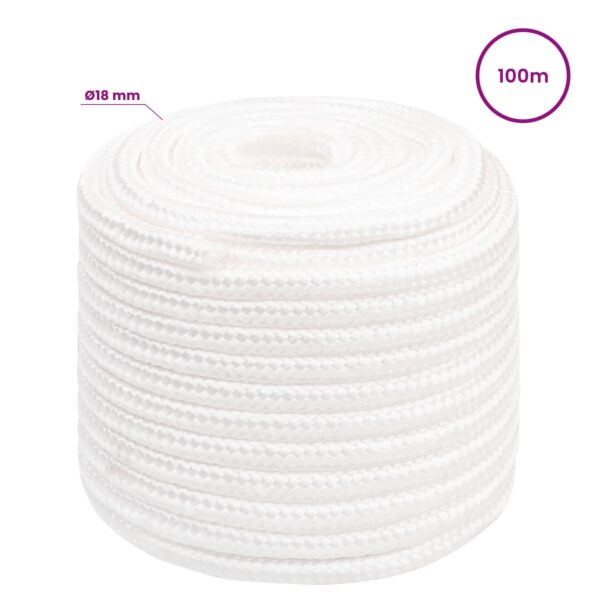 vidaXL Viacúčelové úžitkové lano 18 mm 100 m Biela PP – Obrázok 6