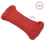 vidaXL Viacúčelové úžitkové lano 3 mm 100 m Červená PP – Obrázok 6