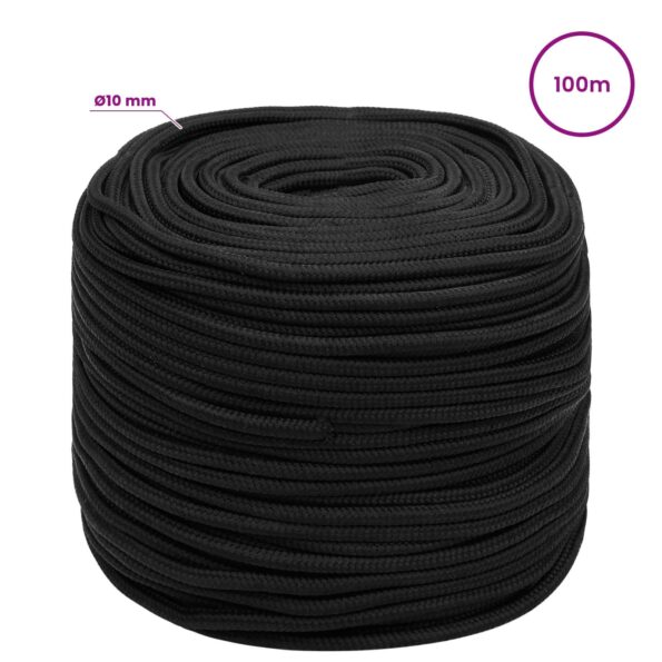 vidaXL Viacúčelové úžitkové lano 10 mm 100 m Čierna PP – Obrázok 6