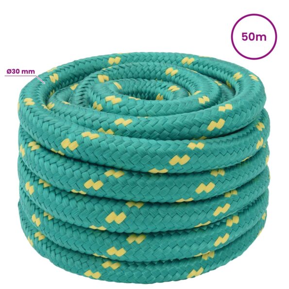 vidaXL Viacúčelové úžitkové lano 30 mm 50 m Zelená PP – Obrázok 5