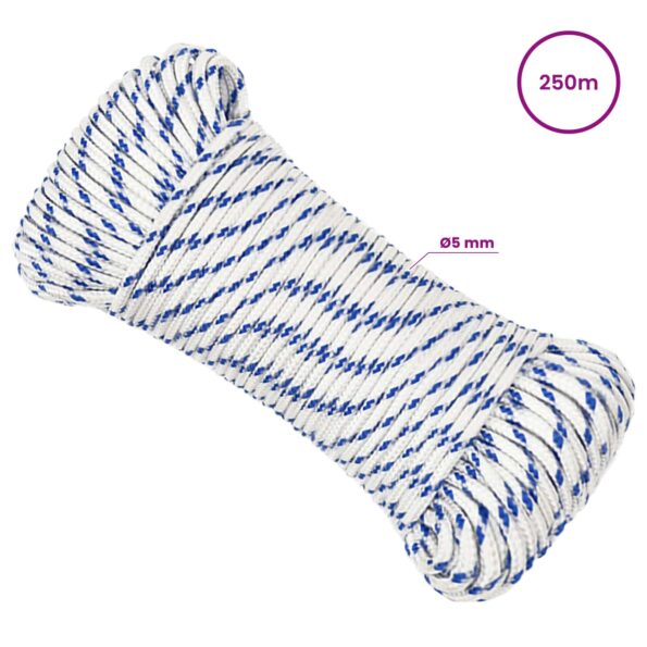 vidaXL Viacúčelové úžitkové lano 5 mm 250 m Biela a modrá PP – Obrázok 6