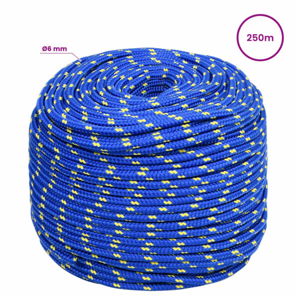 vidaXL Viacúčelové úžitkové lano 6 mm 250 m Modrá PP – Obrázok 6