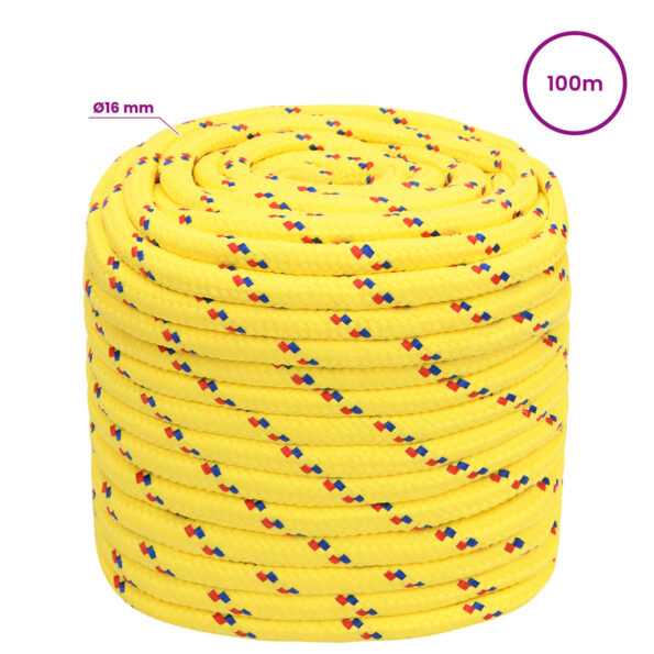vidaXL Viacúčelové úžitkové lano 16 mm 100 m Žltá PP – Obrázok 6