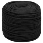 vidaXL Viacúčelové úžitkové lano 8 mm 25 m Čierna PP – Obrázok 2