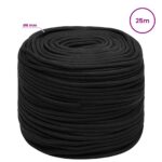 vidaXL Viacúčelové úžitkové lano 8 mm 25 m Čierna PP – Obrázok 6