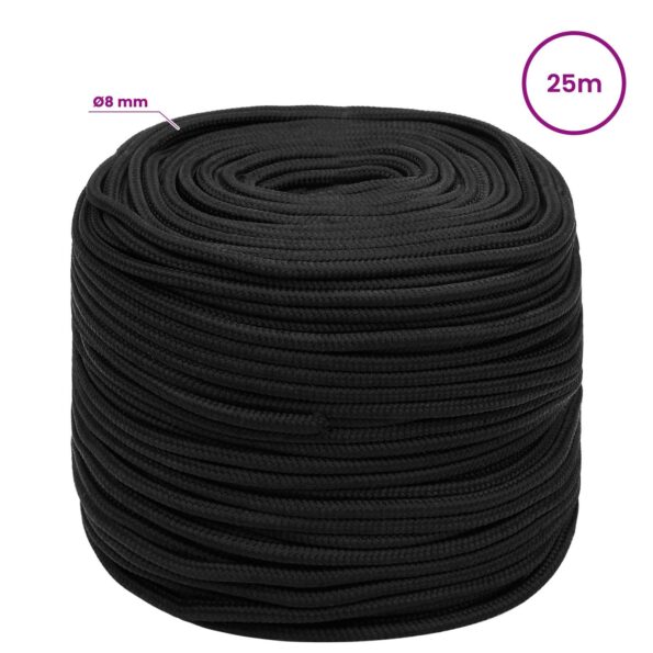 vidaXL Viacúčelové úžitkové lano 8 mm 25 m Čierna PP – Obrázok 6