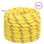 vidaXL Viacúčelové úžitkové lano 20 mm 50 m Žltá PP – Obrázok 6
