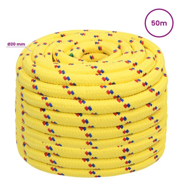 vidaXL Viacúčelové úžitkové lano 20 mm 50 m Žltá PP – Obrázok 6