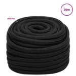 vidaXL Viacúčelové úžitkové lano 20 mm 25 m Čierna PP – Obrázok 6