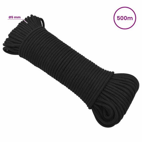 vidaXL Viacúčelové úžitkové lano 5 mm 500 m Čierna PP – Obrázok 6