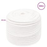 vidaXL Viacúčelové úžitkové lano 14 mm 100 m Biela PP – Obrázok 6