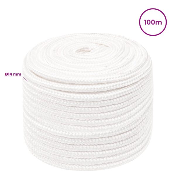 vidaXL Viacúčelové úžitkové lano 14 mm 100 m Biela PP – Obrázok 6