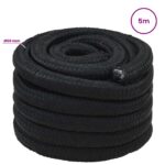 vidaXL Viacúčelové úžitkové lano 50 mm 5 m Čierna PP – Obrázok 5
