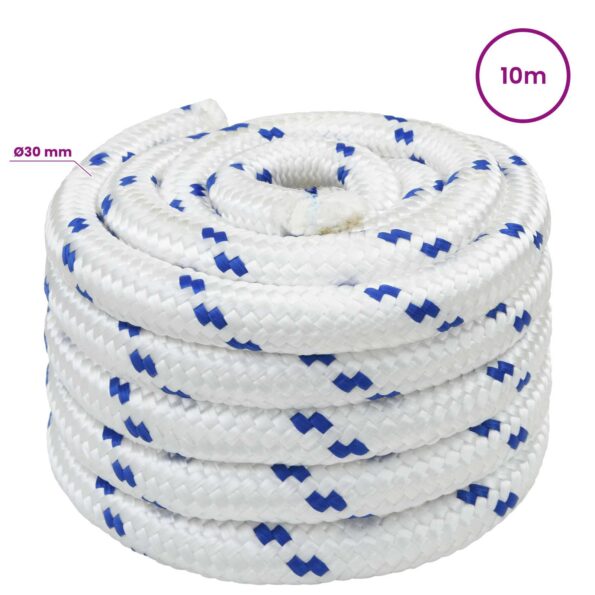 vidaXL Viacúčelové úžitkové lano 30 mm 10 m Biela a modrá PP – Obrázok 5