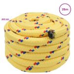 vidaXL Viacúčelové úžitkové lano 40 mm 25 m Žltá PP – Obrázok 5