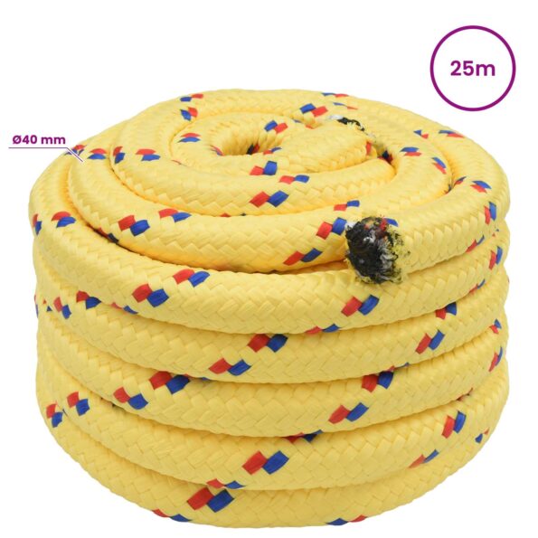 vidaXL Viacúčelové úžitkové lano 40 mm 25 m Žltá PP – Obrázok 5