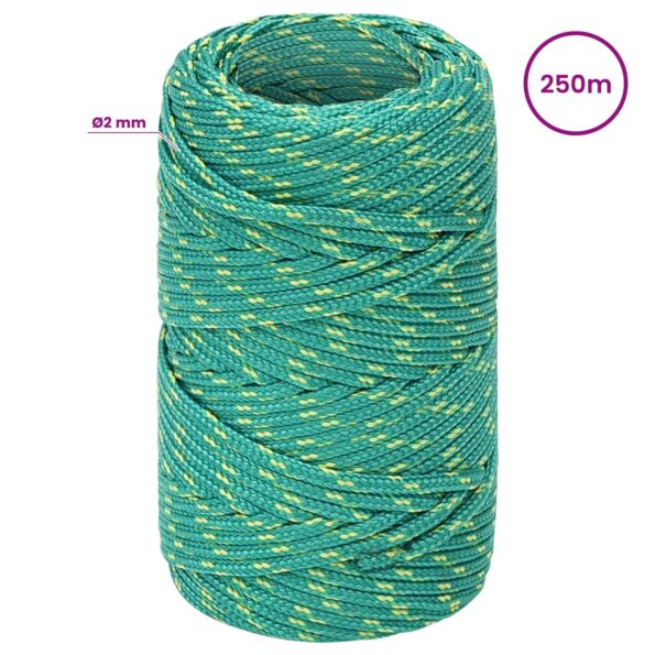 vidaXL Viacúčelové úžitkové lano 2 mm 250 m Zelená PP – Obrázok 6