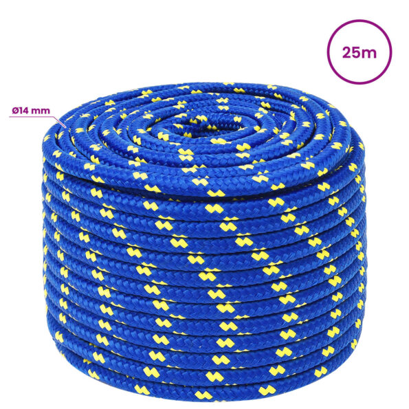 vidaXL Viacúčelové úžitkové lano 14 mm 25 m Modrá PP – Obrázok 6