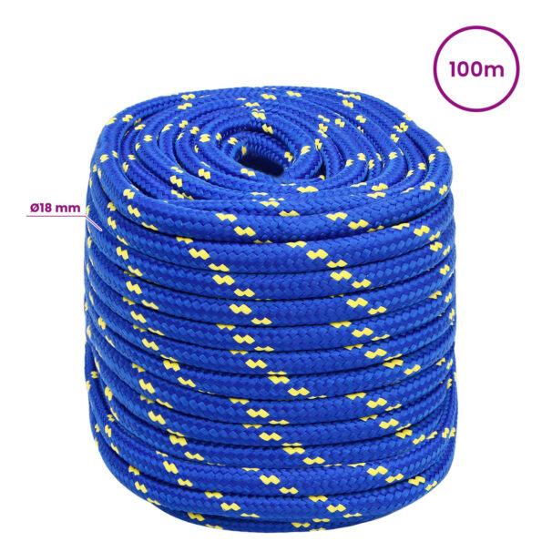 vidaXL Viacúčelové úžitkové lano 18 mm 100 m Modrá PP – Obrázok 6