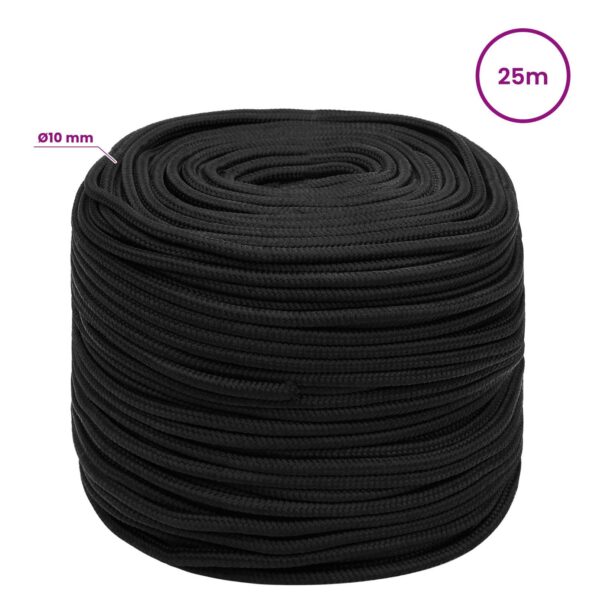 vidaXL Viacúčelové úžitkové lano 10 mm 25 m Čierna PP – Obrázok 6