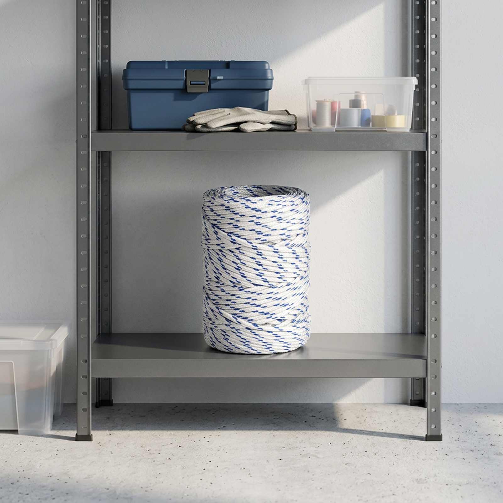 3472959_1.jpg vidaXL Viacúčelové úžitkové lano 2 mm 100 m Biela a modrá PP – Obrázok 1