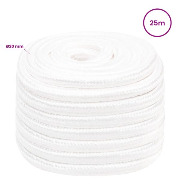 vidaXL Viacúčelové úžitkové lano 20 mm 25 m Biela PP – Obrázok 6
