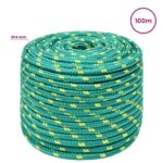 vidaXL Viacúčelové úžitkové lano 14 mm 100 m Zelená PP – Obrázok 6
