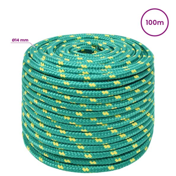 vidaXL Viacúčelové úžitkové lano 14 mm 100 m Zelená PP – Obrázok 6