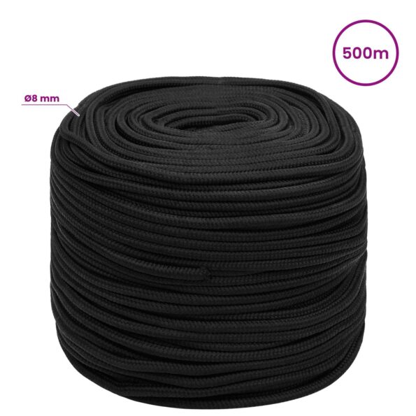 vidaXL Viacúčelové úžitkové lano 8 mm 500 m Čierna PP – Obrázok 6