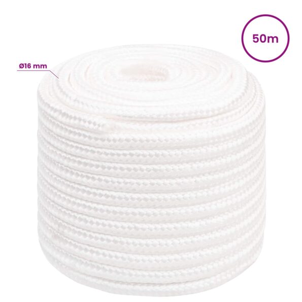 vidaXL Viacúčelové úžitkové lano 16 mm 50 m Biela PP – Obrázok 6