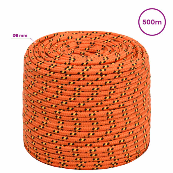 vidaXL Viacúčelové úžitkové lano 6 mm 500 m Oranžová PP – Obrázok 6