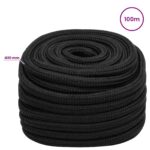 vidaXL Viacúčelové úžitkové lano 20 mm 100 m Čierna PP – Obrázok 6