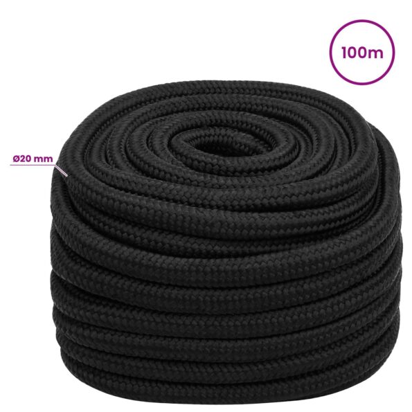 vidaXL Viacúčelové úžitkové lano 20 mm 100 m Čierna PP – Obrázok 6