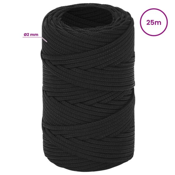 vidaXL Viacúčelové úžitkové lano 2 mm 25 m Čierna PP – Obrázok 6