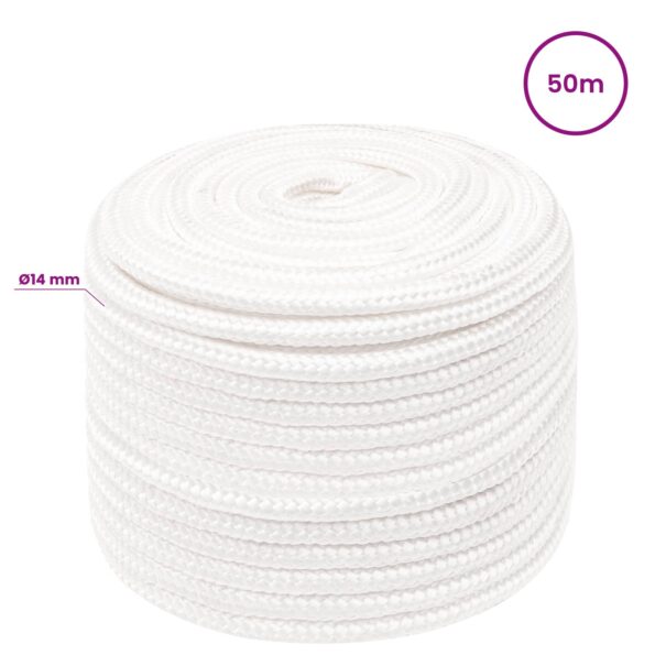 vidaXL Viacúčelové úžitkové lano 14 mm 50 m Biela PP – Obrázok 6