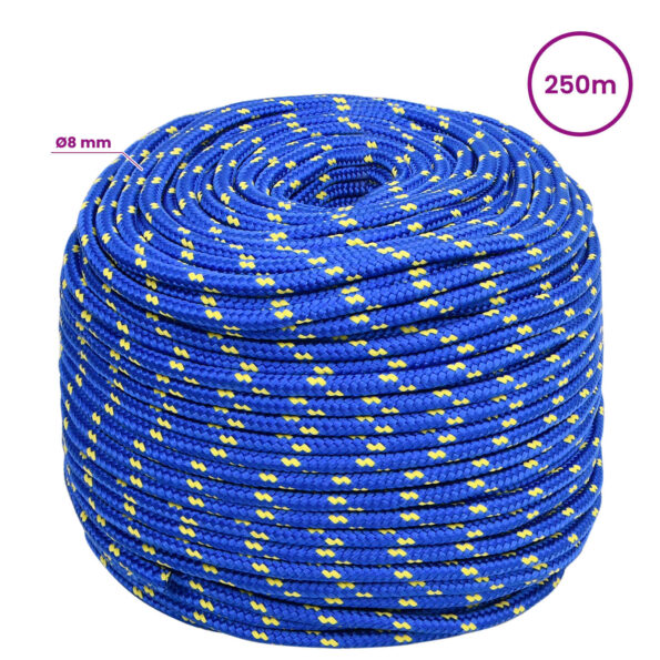 vidaXL Viacúčelové úžitkové lano 8 mm 250 m Modrá PP – Obrázok 6