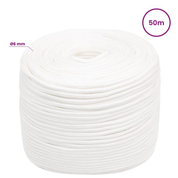 vidaXL Viacúčelové úžitkové lano 6 mm 50 m Biela PP – Obrázok 6