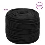 vidaXL Viacúčelové úžitkové lano 6 mm 100 m Čierna PP – Obrázok 6