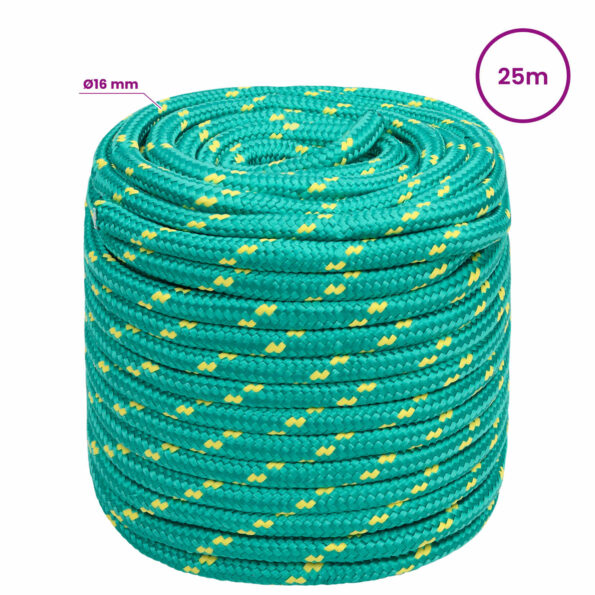vidaXL Viacúčelové úžitkové lano 16 mm 25 m Zelená PP – Obrázok 6